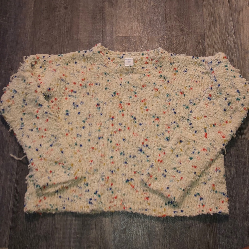 Kids Cropped Multicolored Fuzzy Sweater